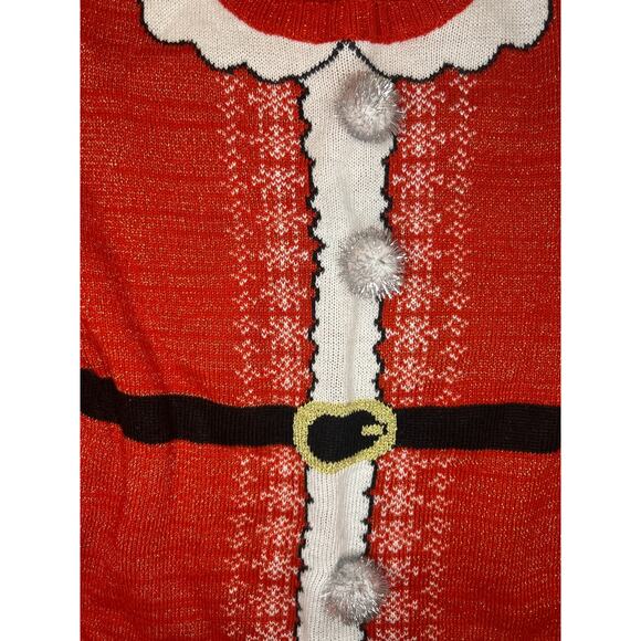 Christmas Sweater Womens XL Crew Neck Santa Metalic Holiday - Picture 3 of 5